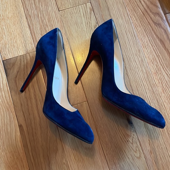 Christian Louboutin Corneille Navy Suede Pump 100 - Picture 4 of 9